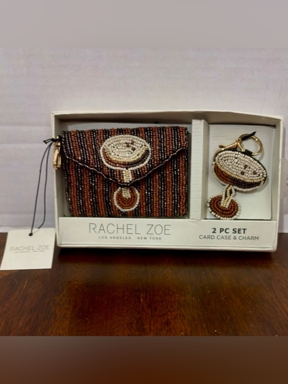 NEW - Viral Rachel Zoe Espresso Martini Beaded Coin Pouch & Bag Charm/Key Ring